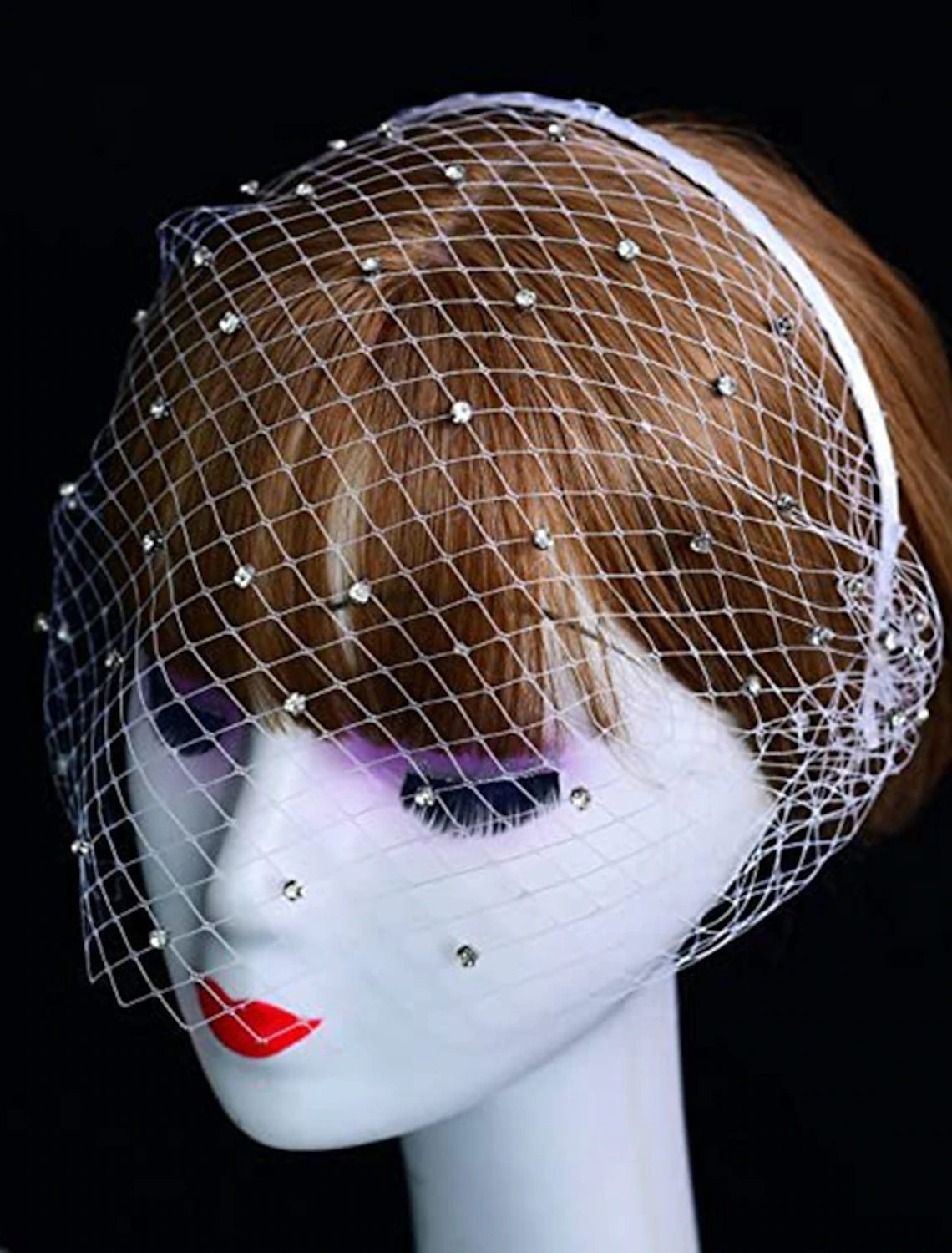 Wholesale One-tier Stylish / European Style Wedding Veil Blusher Veils / Birdcage Veils with Crystals / Rhinestones Tulle